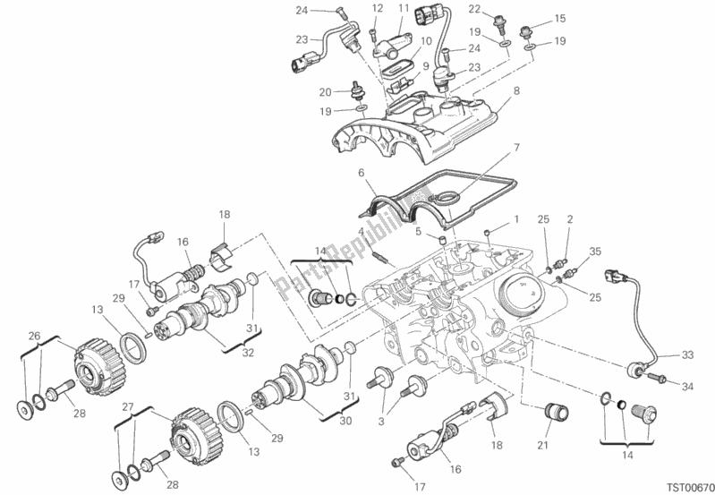 Wszystkie części do Pionowa G? Owica Cylindra - Rozrz? D Ducati Diavel 1260 USA 2020